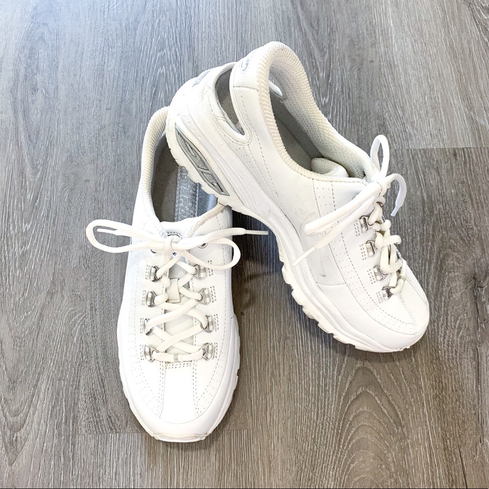 Skechers White Cut Out Back Sneakers